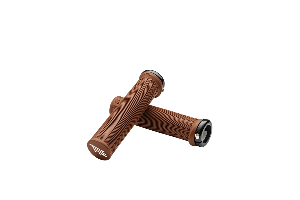 LO1 Grips in brown with white Title logo