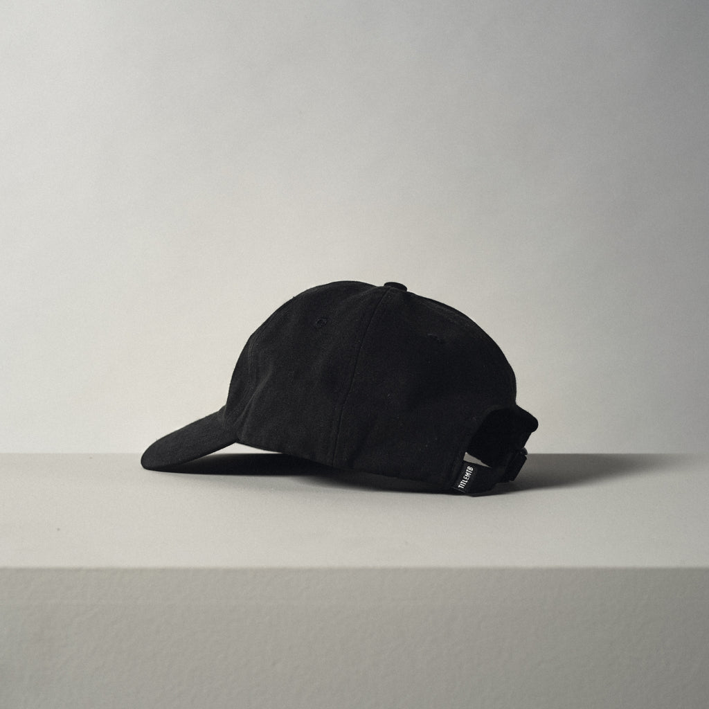 Title MTB Dad Hat - Black side view with white front logo 