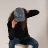 Blue Five Panel Hat styled on model Title MTB