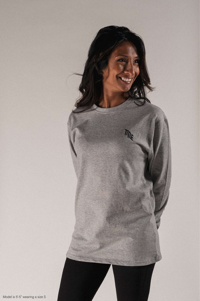 Title MTB Long Sleeve Shirt - Grey with black logo unisex 