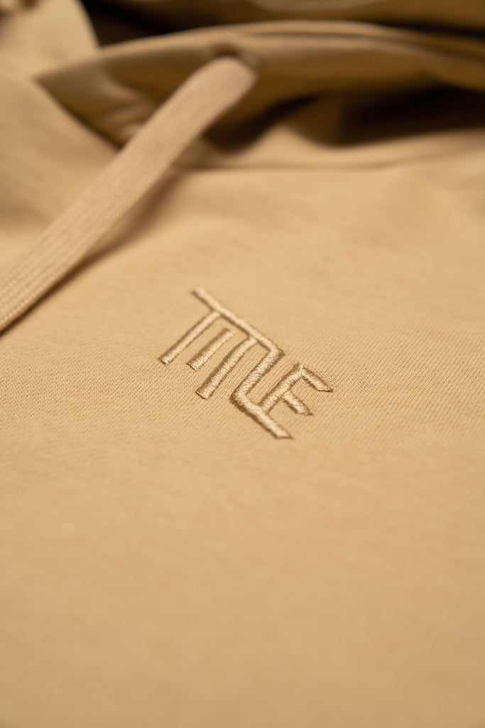 Title mtb pullover hoodie faded yellow washed organic cotton